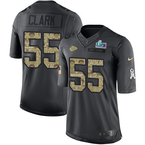 Nike Kansas City Chiefs No55 Frank Clark Black Men's Super Bowl LV Bound Stitched NFL Limited Rush Jersey
